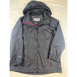 Eddie Bauer WeatherEdge Black Hooded Rain Jacket Womens PL 21512213